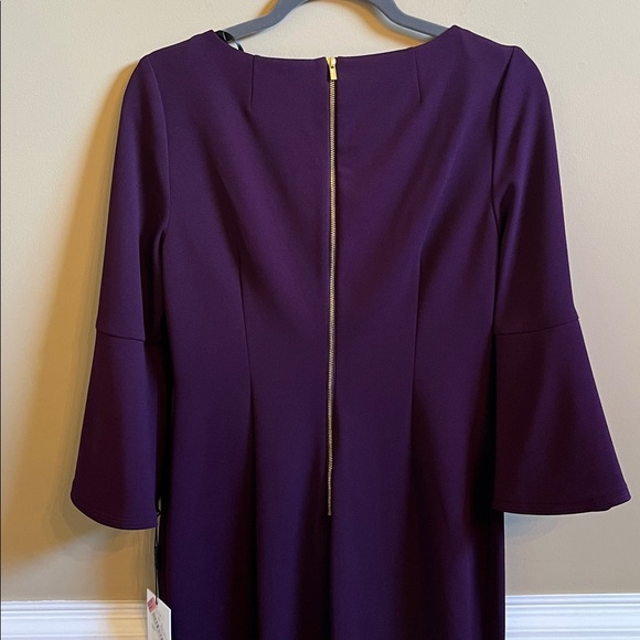 Calvin Klein Deep Purple Flared Sleeve Dress NWT - Picture 6 of 6
